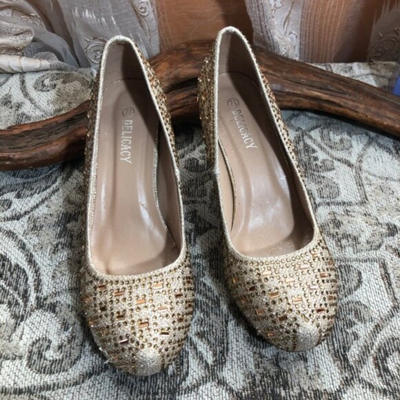 Delicacy Heels Gold Glitter 3”Heels pumps - Picture 2 of 8